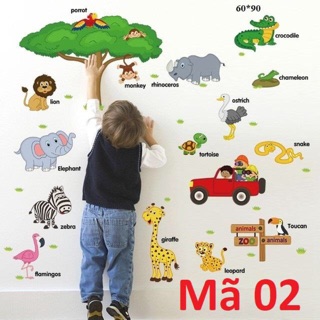 Decal dán tường Thú Tiếng Anh