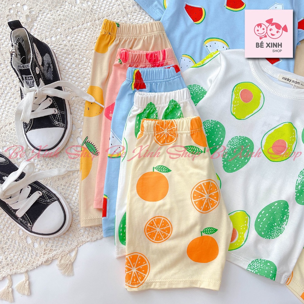 Đồ Bộ Quần Áo Trẻ Em Cộc Tay Cho Bé Trai Bé Gái Minky Mom  Đồ Bộ Tay Ngắn Thun Lạnh Cho Bé Trai Gái CỘC TRÁI CÂY