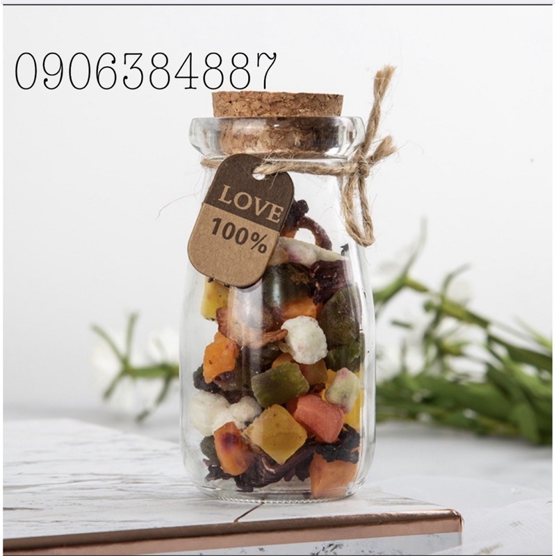 Hũ Thuỷ Tinh PD Cao Nút Gỗ Ép 100ml