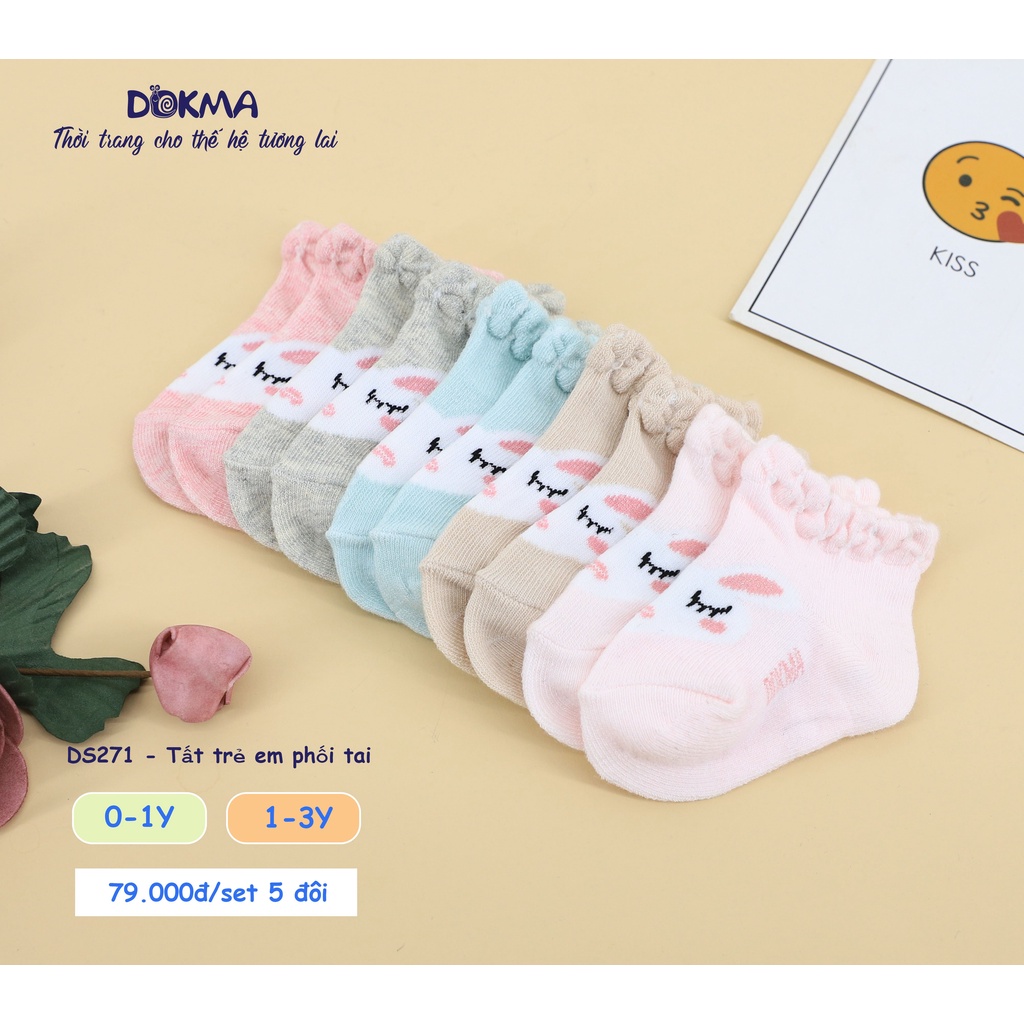 Dokma - Set 5 đôi tất trẻ em chống trượt phối tai (0-3y) DS271