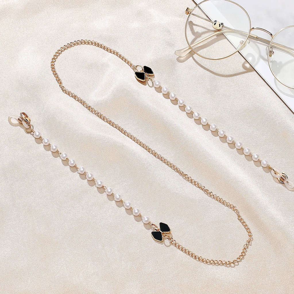 Dây Đeo Mắt Kính Chống Mất Hình Bướm Đính Ngọc Trai