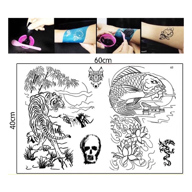 Khuân vẽ henna nhiều hình tặng Free mực + dụng cụ vẽ henna hoặc xăm Jagua Inkbox