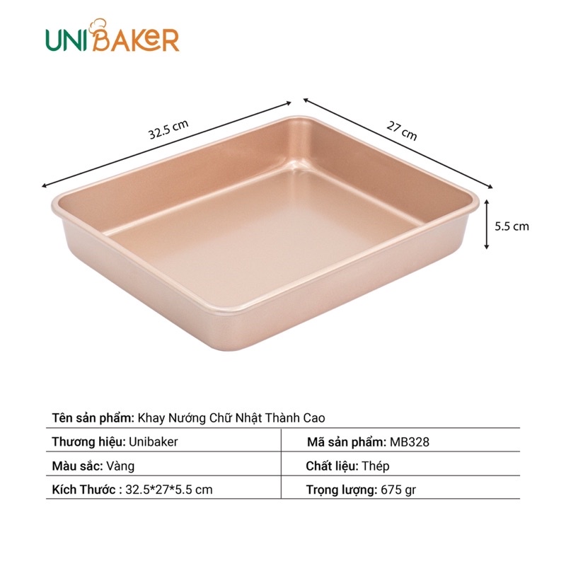 Khay chữ nhật thành cao Unibaker