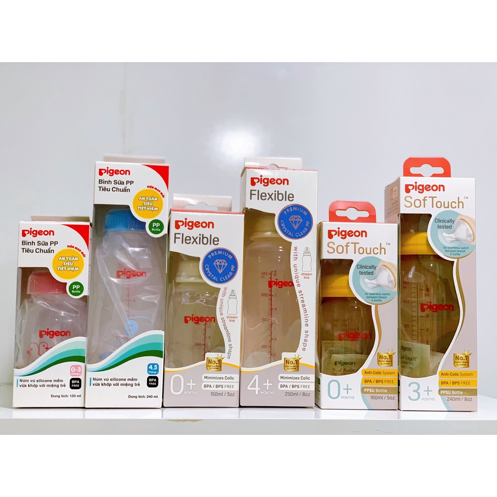 Bình sữa Pigeon Softouch PPSU Bottle 160ml/240ml cổ rộng