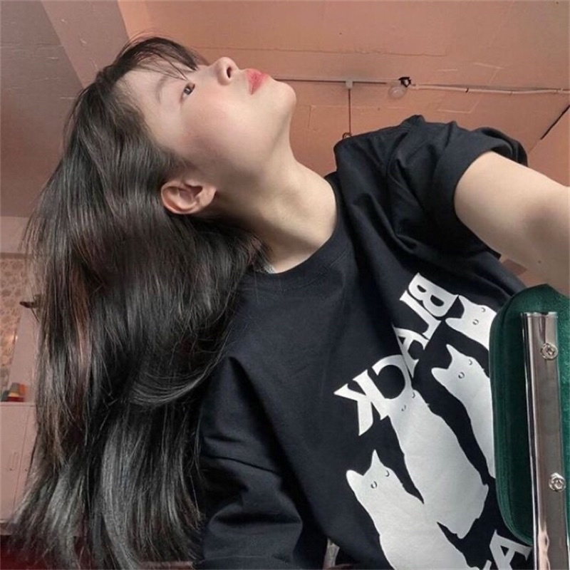 Áo thun Hàn Quốc Black Cats phong cách basic Treminal màu đen - A036