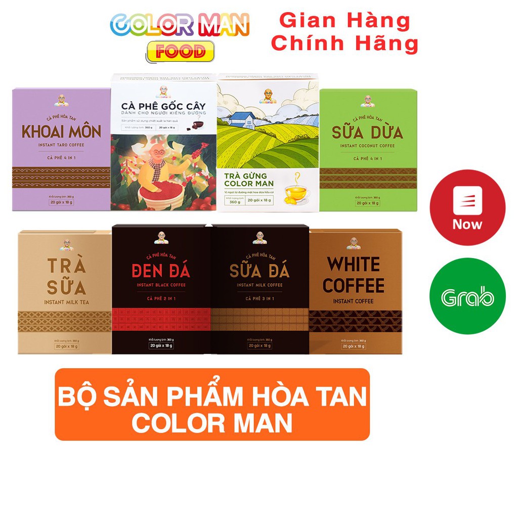 Trà Sữa Hòa Tan Color Man set 20 gói với thành phần bột kem béo cao cấp, trà đen sấy khô chuyên dùng pha trà sữa