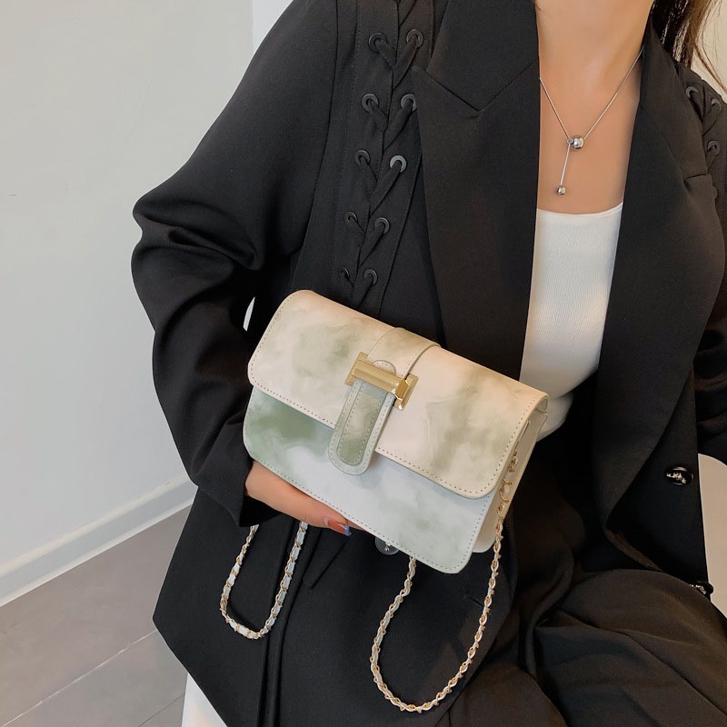 Túi Đeo Vai Hình Vuông Cỡ Nhỏ Phối Dây Đeo Sợi Xích Thời Trang Cho Nữ