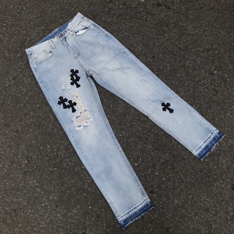 Quần Jeans Hoạ Tiết Chrome Heart