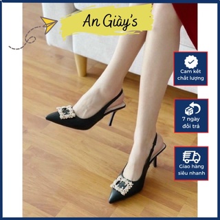 (Ảnh Thật) Guốc/Giày cao gót mũi nhọn công sở quai sau hở gót đế nhọn