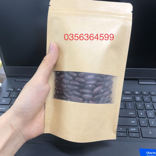Túi zip giấy kraft đáy đứng cửa sổ tràn (1kg)