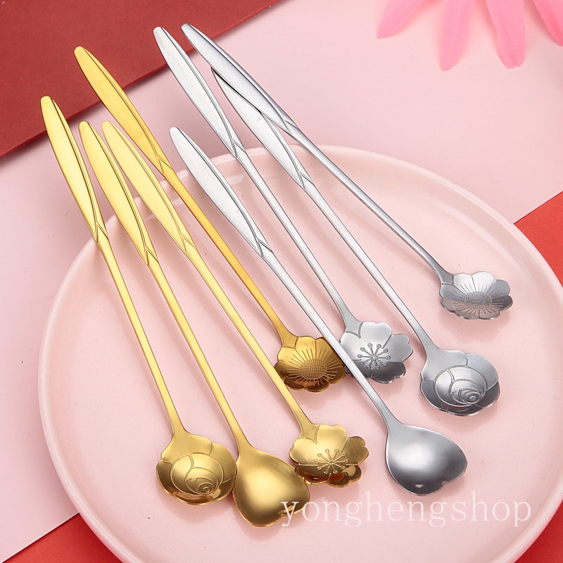 Muỗng cà phê thiết kế trái tim/ bông hoa bằng thép không gỉ