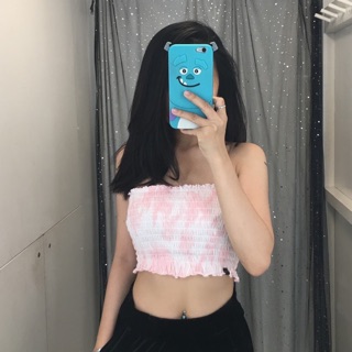 Áo Ống Nhún Hồng Loang Màu Zita Pink Tiedye