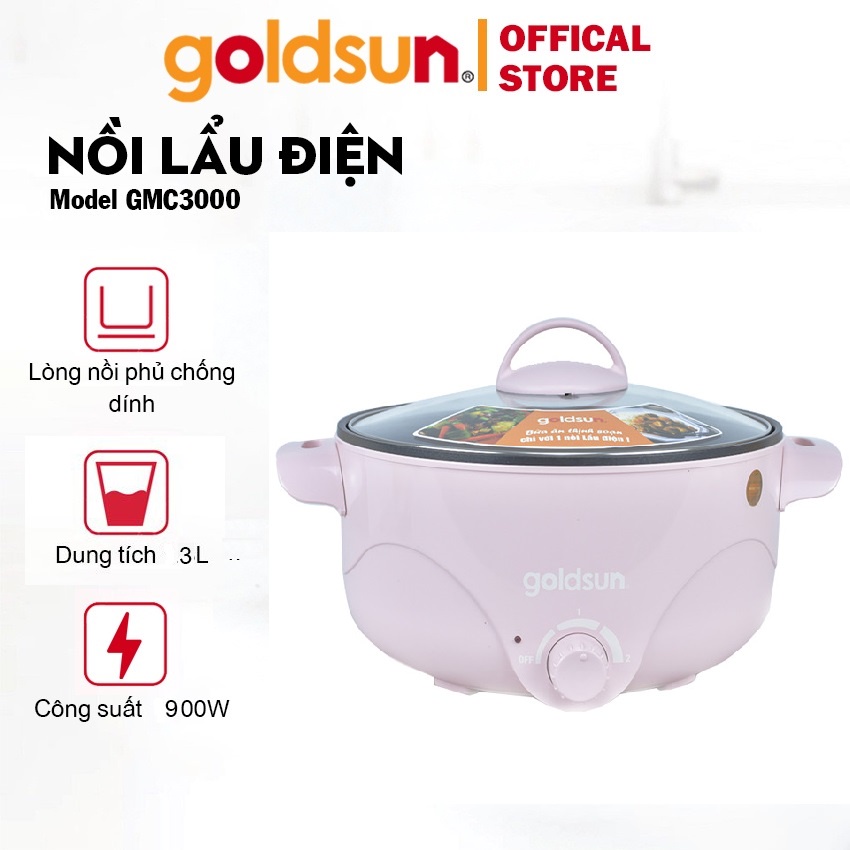 Nồi lẩu điện đa năng Goldsun GMC3000 (dung tích 3L , công suất 900W)