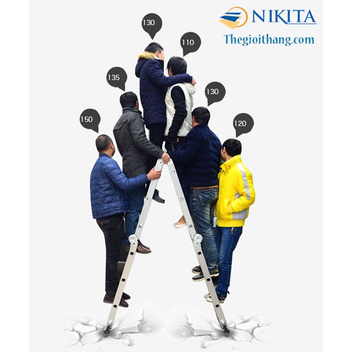 Thang Nhôm Gấp 4 Khúc NIK44A & NIK44 - Chính Hãng NIKITA - Bảo Hành 24 Tháng