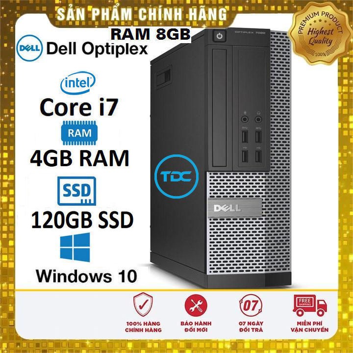 Máy tính để bàn Dell Optiplex Core i7, Ram 4GB, SSD 240gb. Quà Tặng, Bảo hành 2 năm