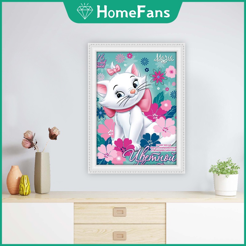 DISNEY Tranh Đính Đá 5D Tự Làm Hình Mèo Marie 40x50cm Trang Trí Tường Nhà