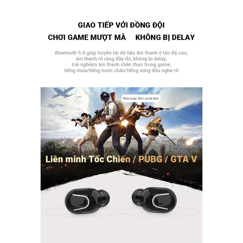 Tai nghe bluetooth không dây Cát Thái M2T giảm ồn thông minh âm thanh surround lập thể vừa là sạc dự phòng 1200mAh