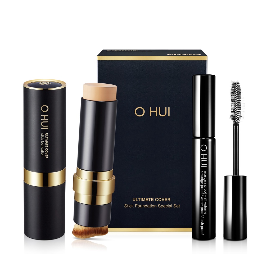 Bộ Kem nền siêu che phủ và Mascara OHui Cover Stick Foundation Set