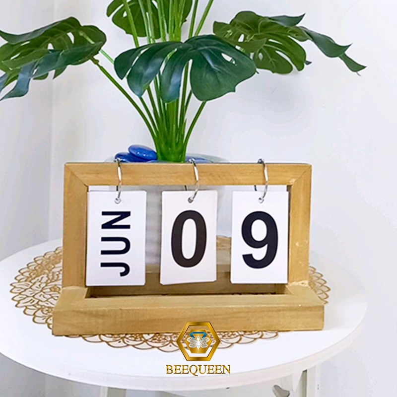 Lịch Gỗ Để Bàn Lật Số Decor Trang Trí Nhà Cửa, Bàn Làm Việc, Bàn Học Tập Chất Liệu Gỗ Mộc Mạc