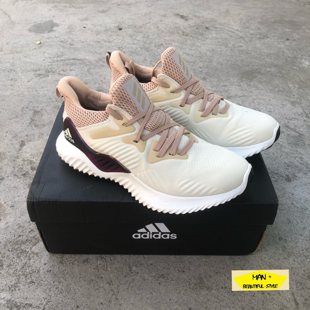 Giày thể thao Alphabounce Beyond trắng sữa quai tím, giày chạy bộ, tâp gym ... dành cho nam nữ, full box