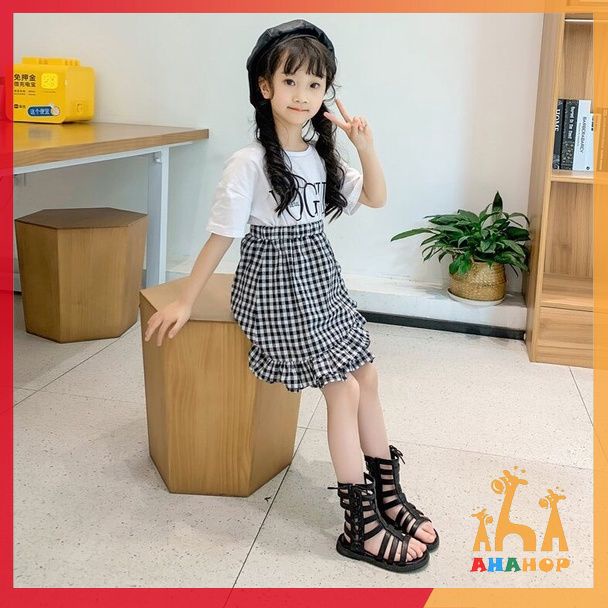 Giày sandal chiến binh cho bé gái khóa kéo phối dây thắt cổ cao cực chất phong cách Hàn Quốc cho bé từ 1-5 tuổi V183