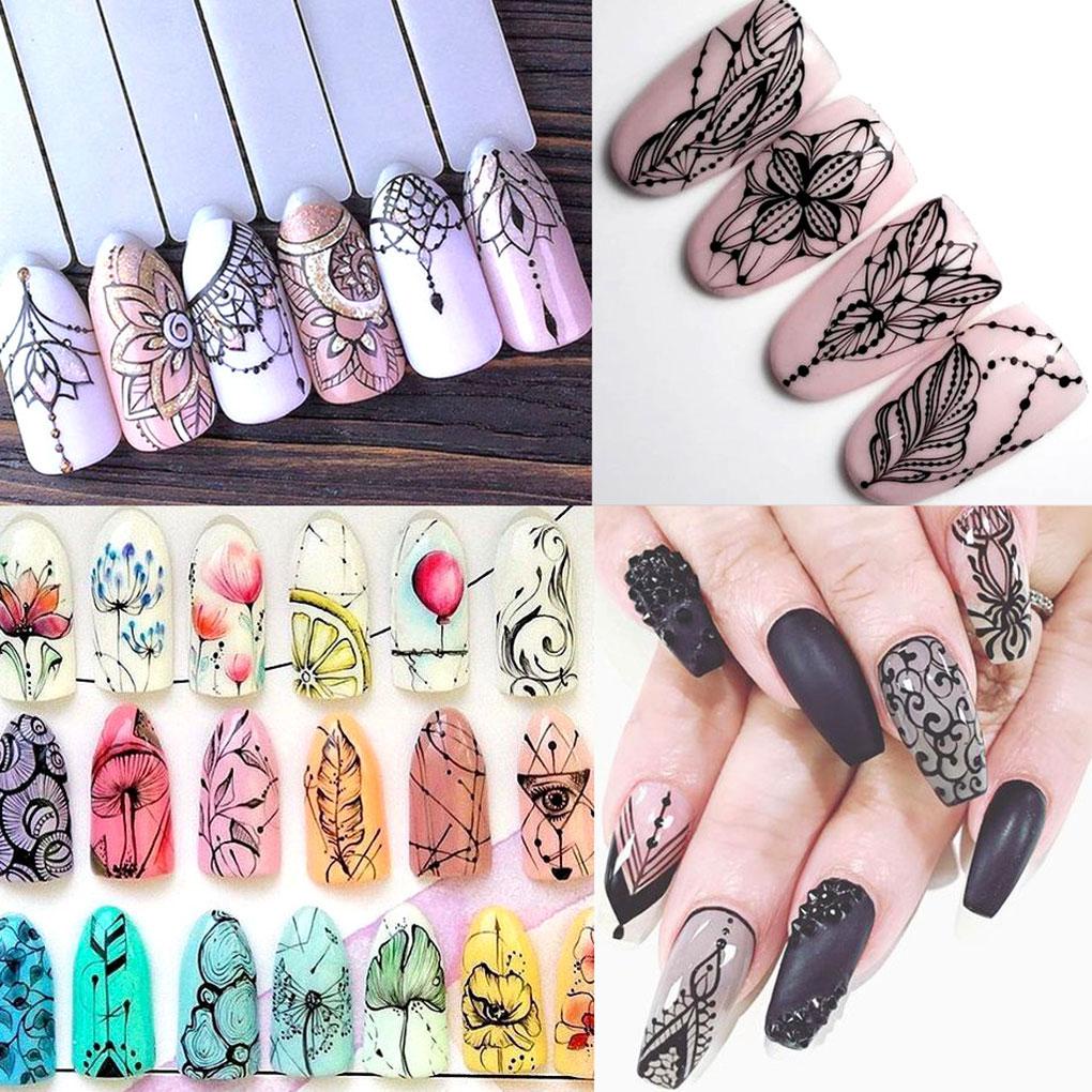 Miếng Dán Trang Trí Móng Tay Họa Tiết Hoa Trái Tim Mới DIY
