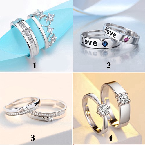 Nhẫn đôi nhẫn cặp nam nữ mẫu mã đẹp freesize Zircon Lấp lánh thời trang hàn quốc Mẫu mới 2019 -Tặng Hộp