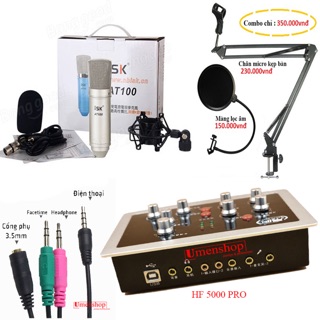 Combo mic thu âm isk at100 và hf 5000 pro full