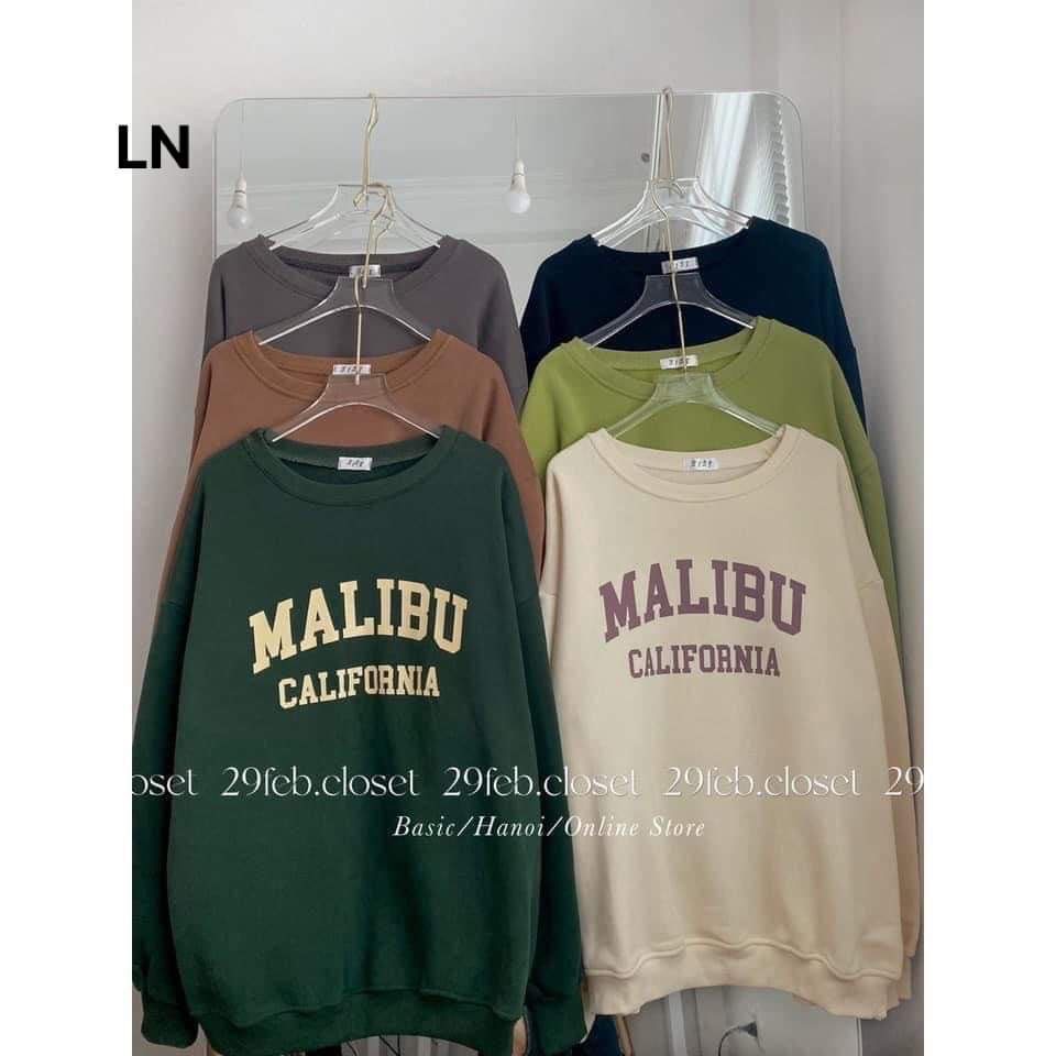 Áo sweater  malibu  chất nỉ dày dặn mềm mịn form rộng phong cách Unisex