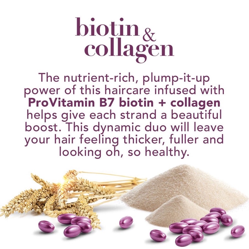 Bộ Dầu Gội Xả Biotin Collagen OGX Kích Thích Mọc Tóc 385mlx2