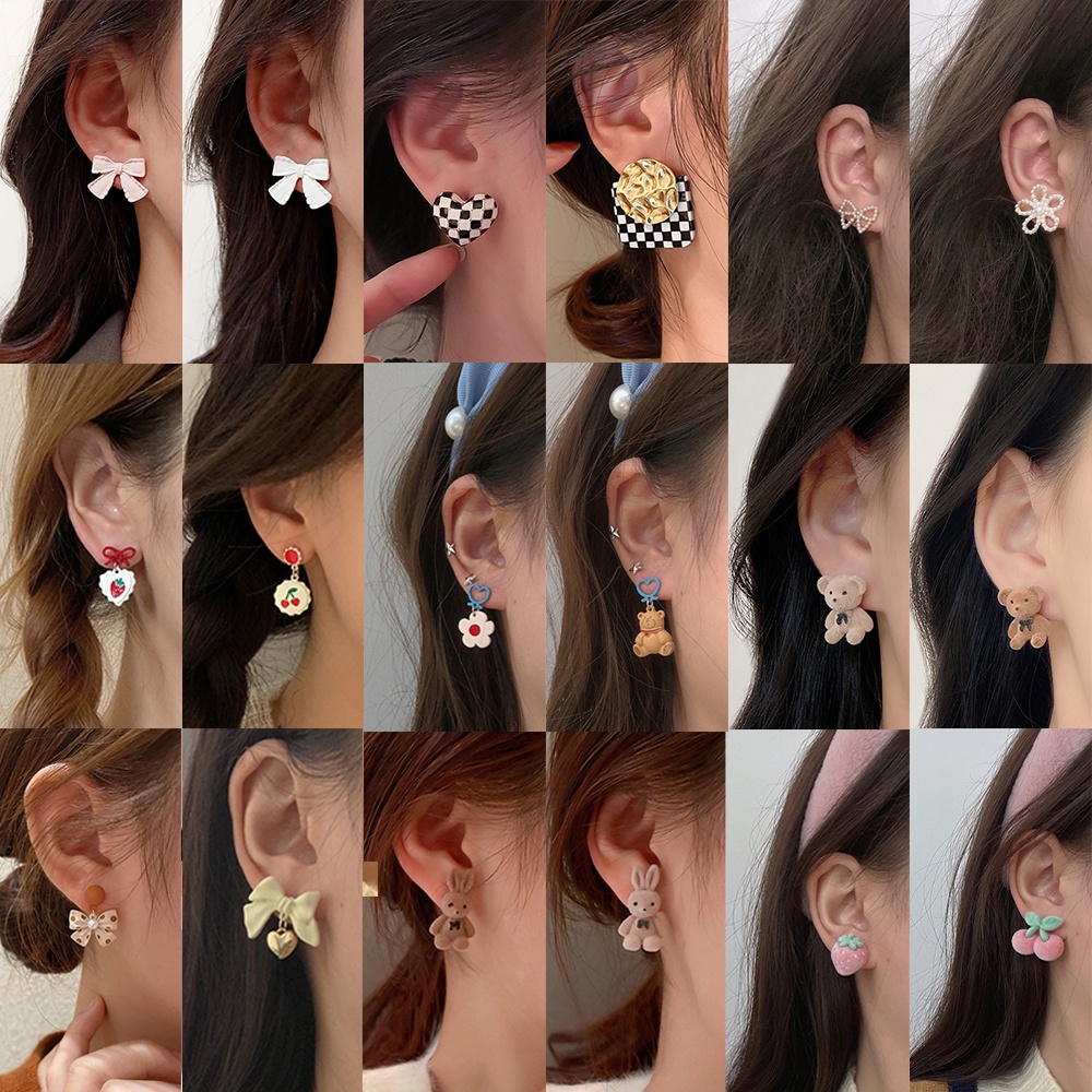 IF ME Bông tai kiểu nơ đính ngọc trai xinh xắn cho nữ