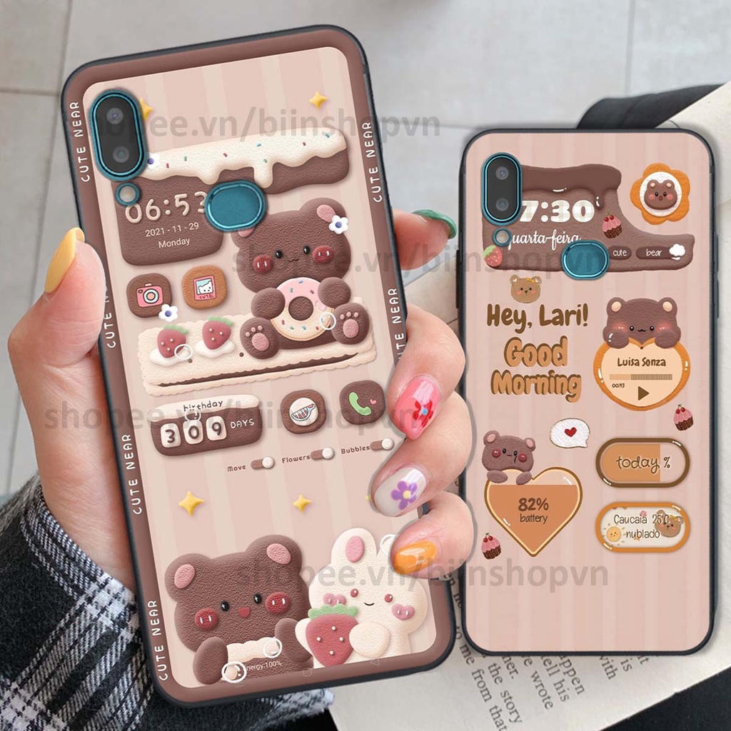 Ốp Samsung A10s in 3D icon gấu nổi siêu xinh, siêu đáng yêu, cá tính phong cách