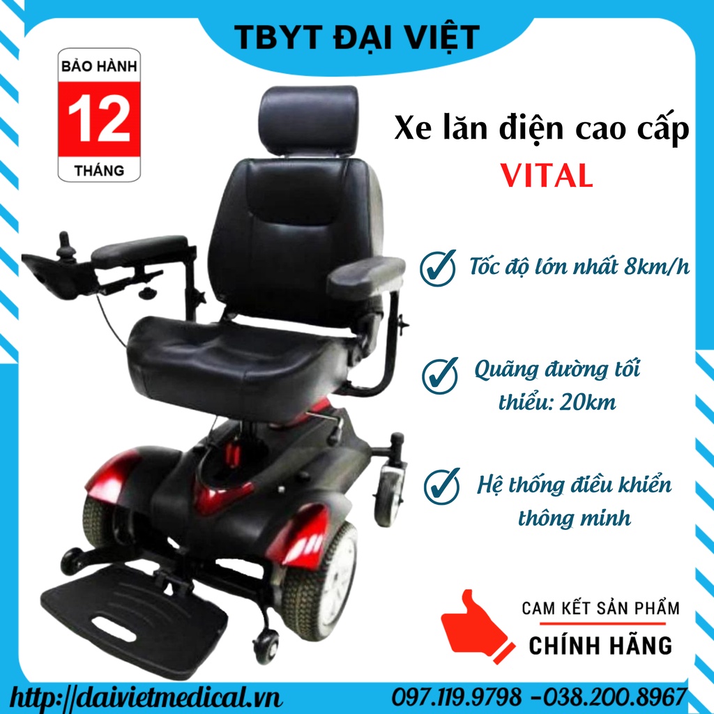 Xe lăn điện cao cấp VITAL cho người khuyết tật, người già bảo hành chính hãng 12 tháng