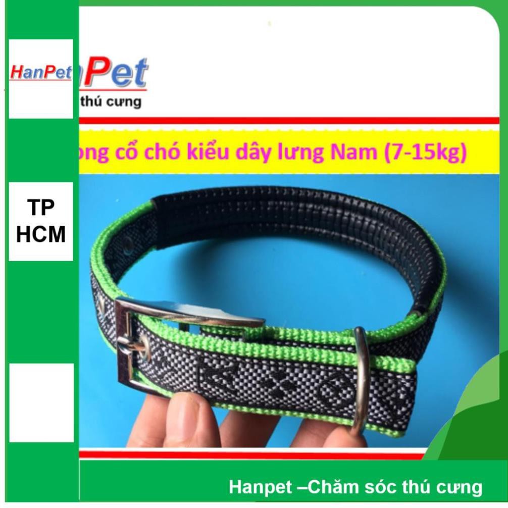 Hanpet.GV- Vòng cổ cho chó 7- 15 kg, Kiểu dây lưng NAM, loại có đệm cổ (- 340)