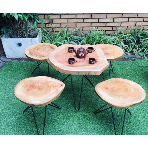 Bàn Cafe - Bàn Trà Gỗ Chân HAIRPIN Phù Hợp Với Quán Cafe, Ban Công, Sân Vườn, Decor Homestay.