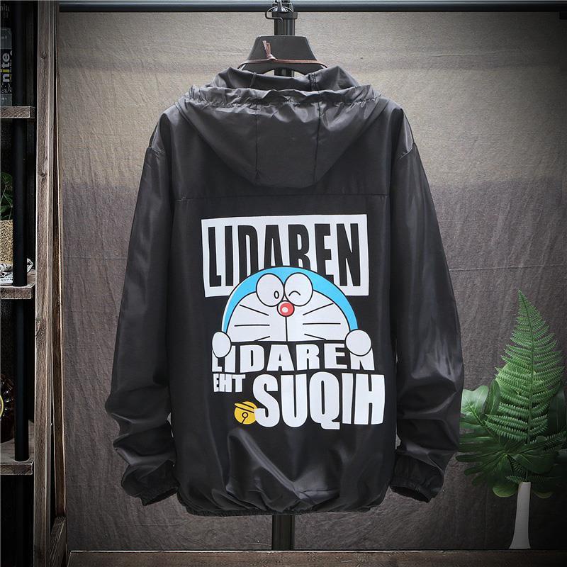 Áo khoác nam bomber hàn quốc Áo Khoác  Áo Khoác Hoodie Chống Nắng Vải Mỏng In Hoạt Hình Doraemon Dễ Thương Cho Nam Sinh