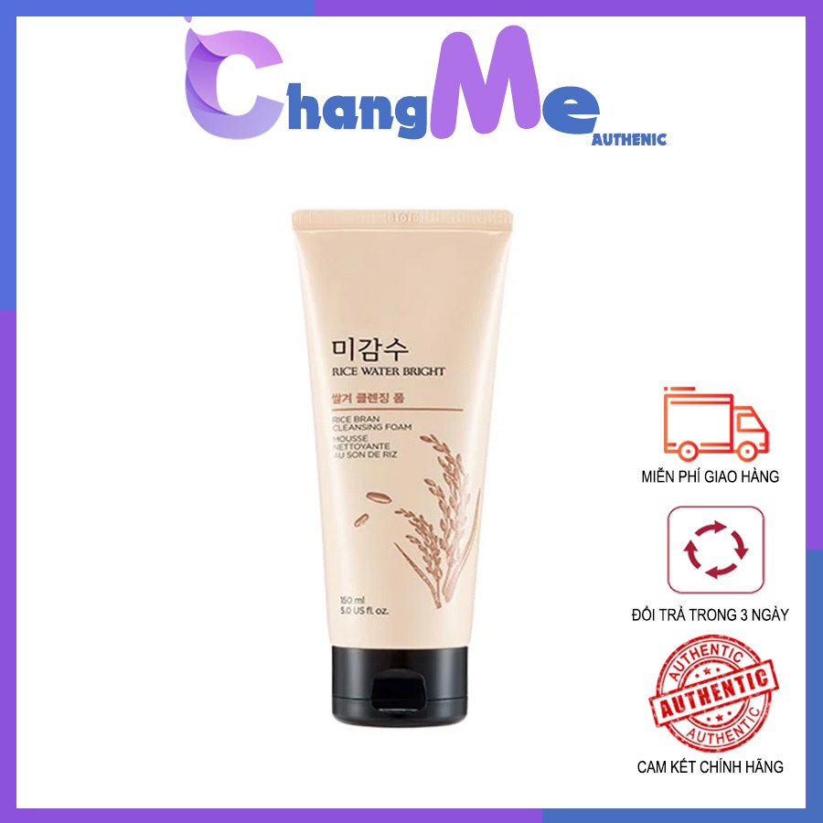 💖𝙁𝙍𝙀𝙀 𝙎𝙃𝙄𝙋💖 Sữa rửa mặt gạo hồng The Face Shop Hàn Quốc Rice water bright rice bran cleansing foam
