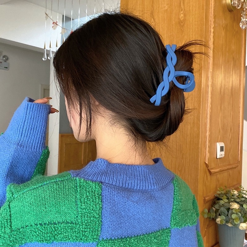 Kẹp Tóc Móng Vuốt Bằng Acrylic Màu Xanh Dương Thời Trang Hàn Quốc