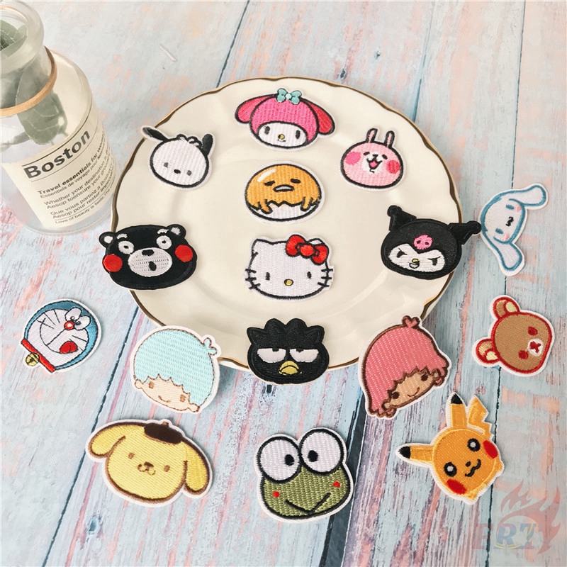 ☸ Sanrio Cartoon Character Fans Collection Series 01 - My Melody / Kuromi / Hello Kitty / Pochacco / Pom Pom Purin / Cinnamoroll / Keroppi / Kiki&Lala / BADTZ-MARU / Gudetama Iron-on Patch ☸ 1Pc DIY Sew on Iron on Badges Patches（16 Styles）