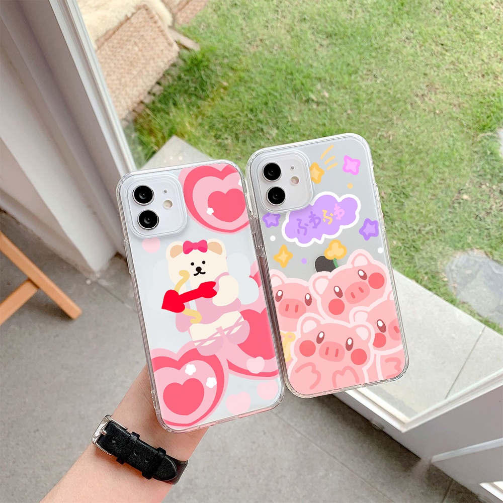 Ốp Điện Thoại Hình Gấu / Heo Hồng Cho Iphone 11 Pro Max 12 Pro Max 13 Pro Max Mini 6 7 8 6 7plus Se 2020 X Xs Xr 5 4