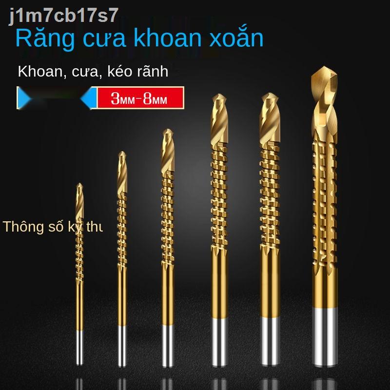 HOT- [ Ảnh thật ]◙❉Máy khoan răng cưa mũi xoắn kim loại đục lỗ gia dụng chế biến gỗ rãnh doa 6mm điện cầm tay 8mm đầu qu