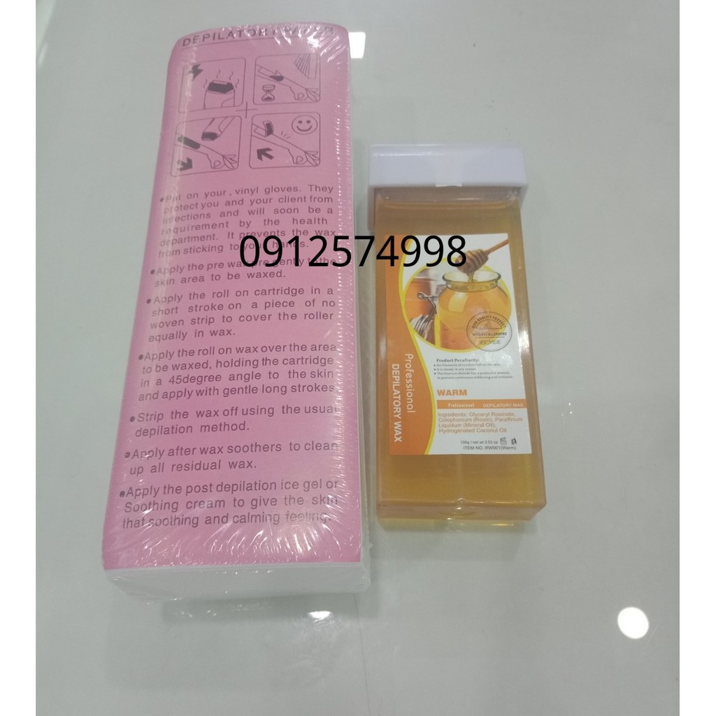 Combo sáp wax lông (nóng) + giấy wax lông 100 tờ