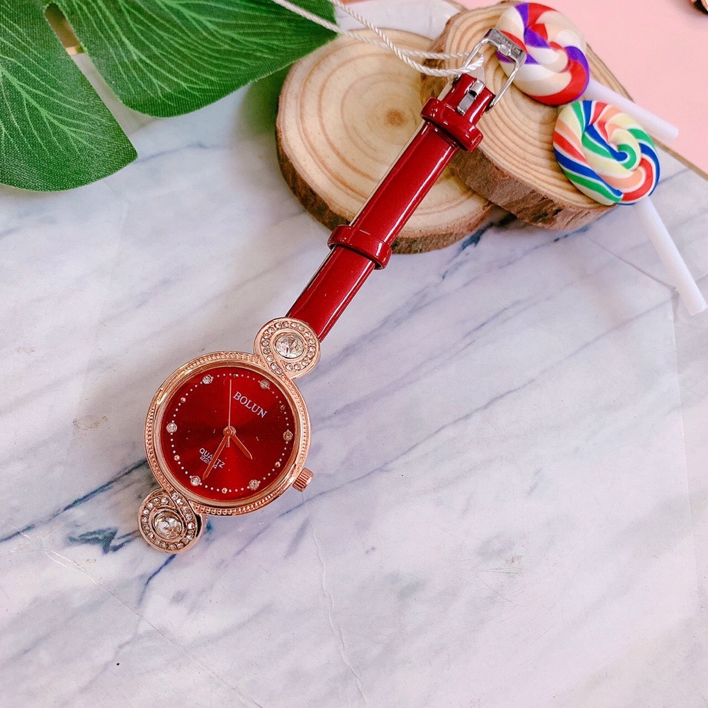 Đồng hồ nữ BOLUN chất liệu da mềm đeo lên tay thoải mái, mặt lấp lánh sang trọng | BigBuy360 - bigbuy360.vn