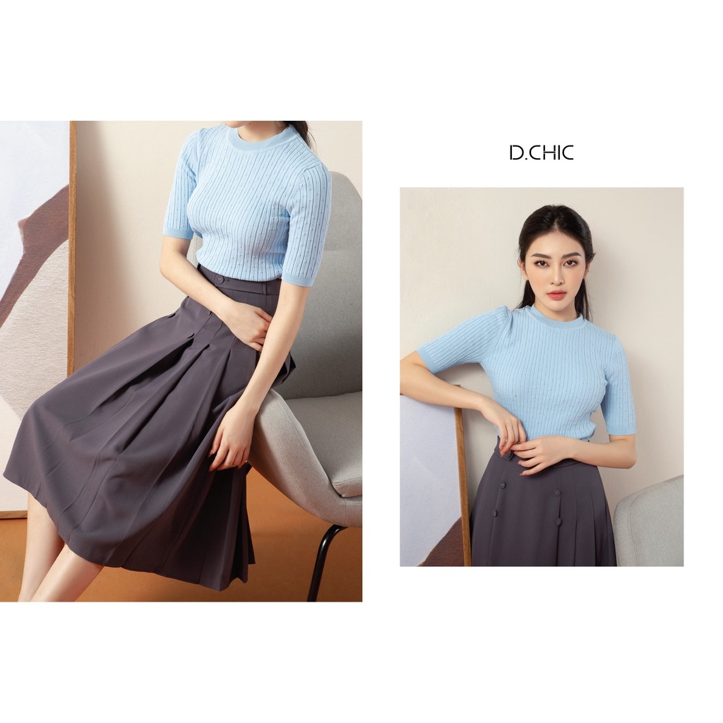 Áo len mongtoghi gân lỗ dáng basic cọc tay D.CHIC MS: 188052