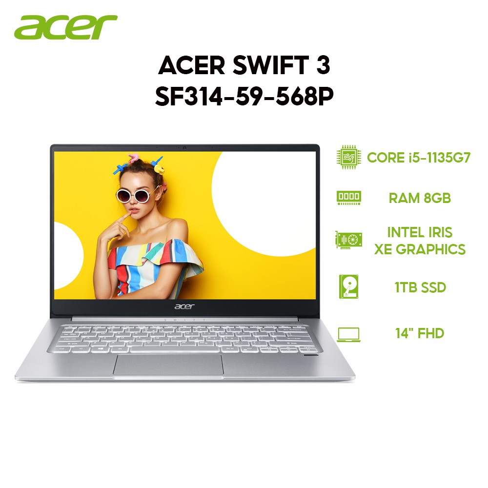 Laptop Acer Swift 3 SF314-59-568P i5-1135G7 | 8GB | 1TB | Intel Iris Xe Graphics | 14&quot; FHD | Win 10