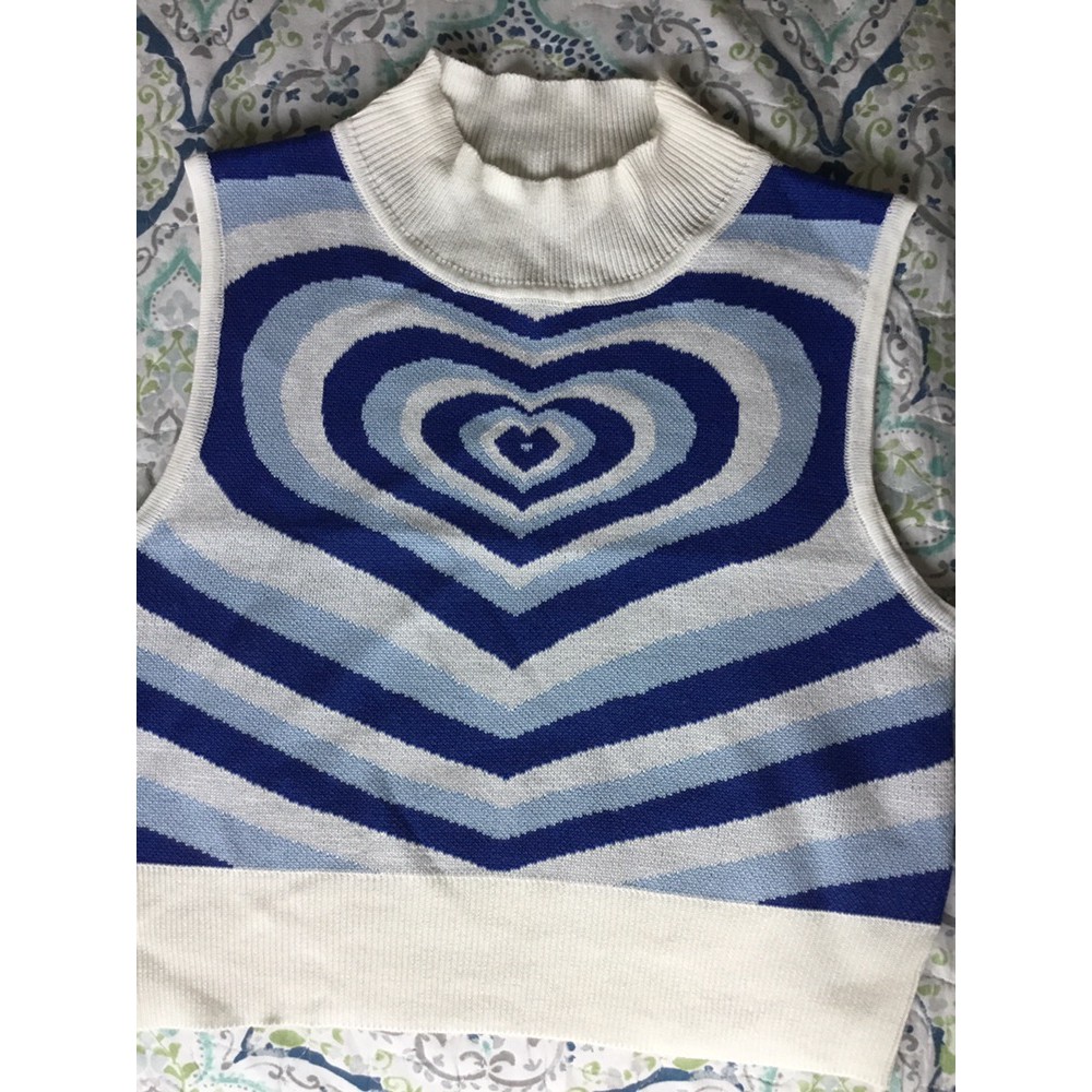 Áo Len Cổ Lọ Không Tay Họa Tiết Trái Tim Thời Trang Cho Nữ | BigBuy360 - bigbuy360.vn