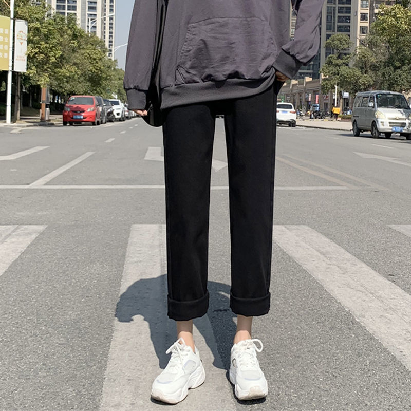 OFF WHITE Quần Jeans Nữ Lưng Cao Ống Đứng Thời Trang