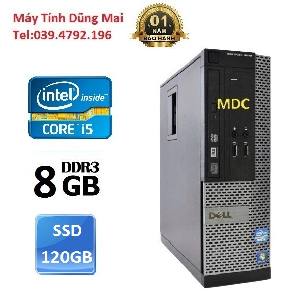 Case máy tính đồng bộ dell Optiplex 3010/7010 Core i5/Ram 8GB/ổ cứng SSD 120GB. Tặng usb thu wifi. Hàng Nhập Khẩu