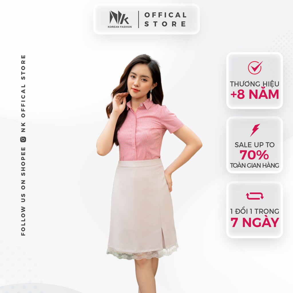 Áo Sơ Mi Nữ Công Sở Thiết Kế Họa Tiết Caro Đẹp Ngắn Tay Vải Hàn Cao Cấp Không Nhăn Nhàu NK FASHION NKSM2012010 - Hàng mớ