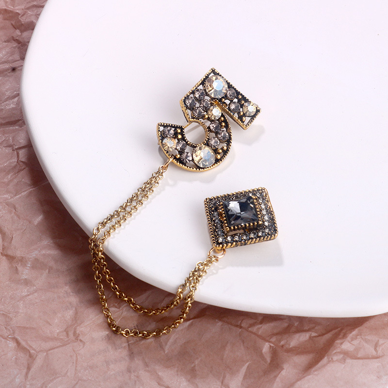 Ghim Cài Áo Phối Dây Và Mặt Số 5 Phong Cách Hàn Quốc Thời Trang Cho Nữ